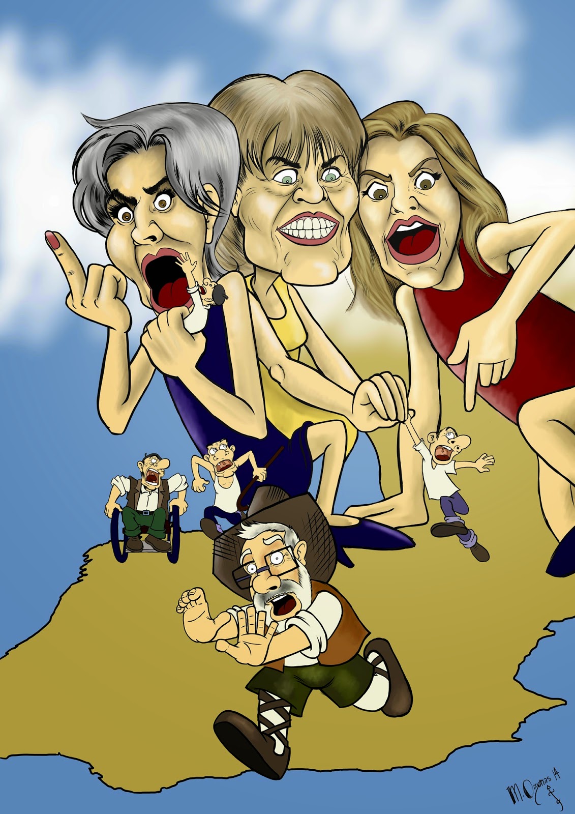 Caricatura : «Lagarde Merkel Valenciano»
